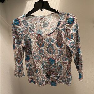 LOFT Women's Paisley Blouse - Blue and Pink